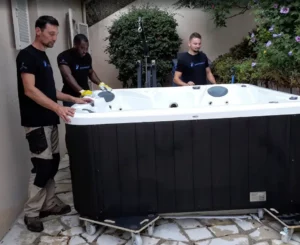 Nos Spas pause installation spa detente nage relaxation hydromassage avec terrasse bois etampes corbeil essonnes