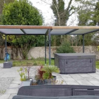 Réalisation pergola bioclimatique spa dentente hydromassage etampes