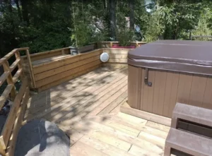 Nos Spas spa detente nage couvercle pergola avec terrasse bois mereville